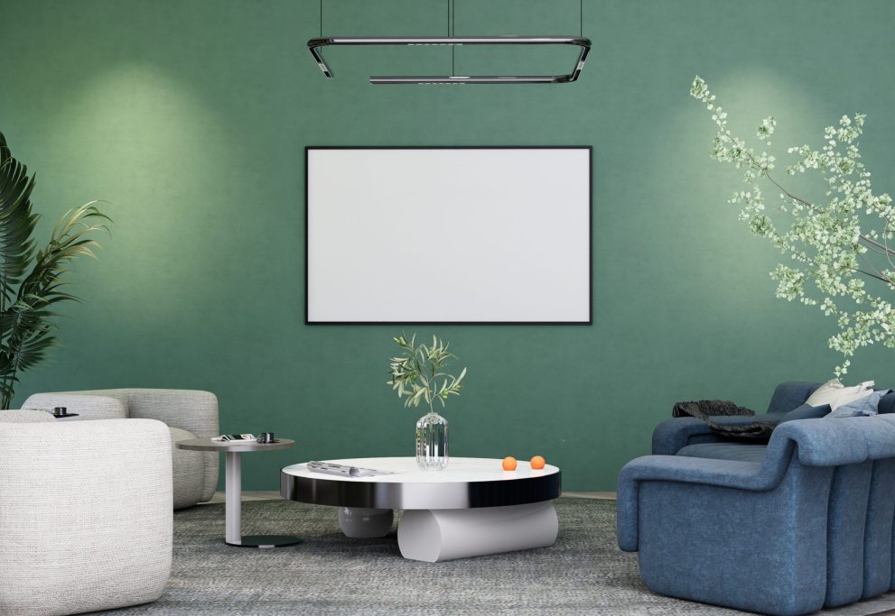 Mock up poster frame in modern interior fully furnished rooms room design trends 2026